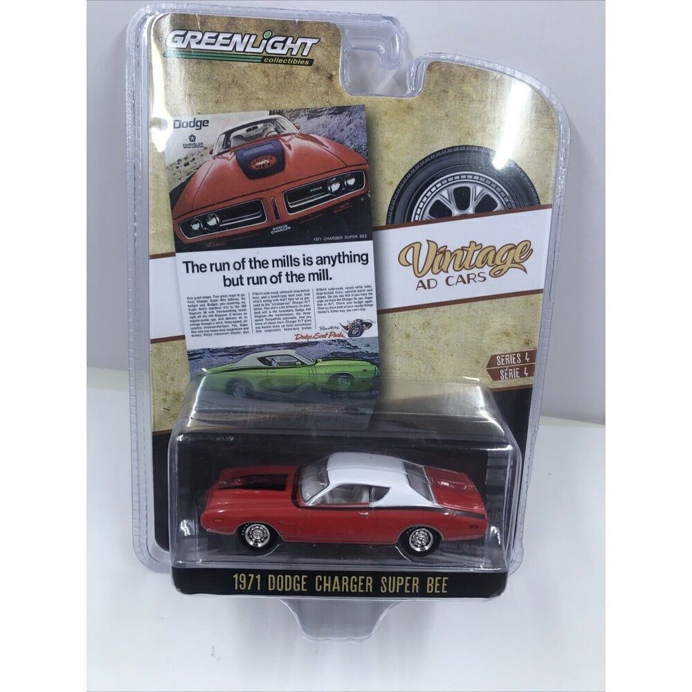 2021 GREENLIGHT 1971 DODGE CHARGER SUPER BEE VINTAGE AD CARS SERIES 4 1:64SCALE